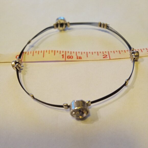 Black  Sliver Crystal Wired Bracelet Set Of Four Brand New - Picture 4 of 4